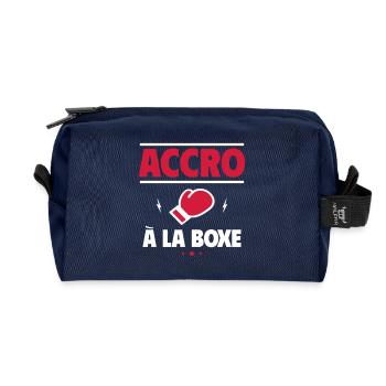accro à la boxe boxeur - Trousse de toilette en tissu recyclé - marine - Devant