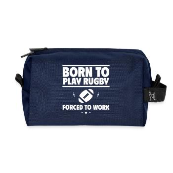 Geboren für Rugby, gezwungen zu arbeiten - Recycelte Kulturtasche - Navy - Vorne