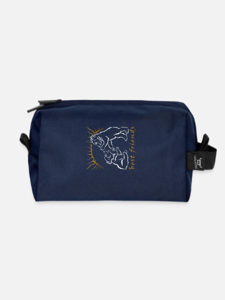 Zwei Bären - beste Freunde - Recycelte Kulturtasche - Navy