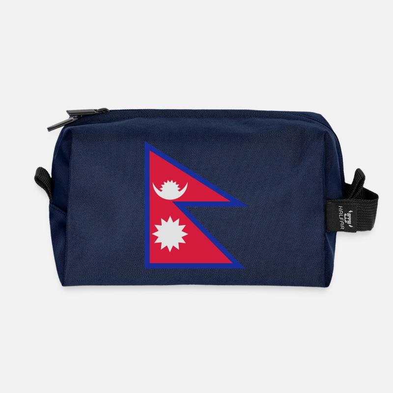 Nepal flag - drapeau népal - Trousse de toilette en tissu recyclé - marine
