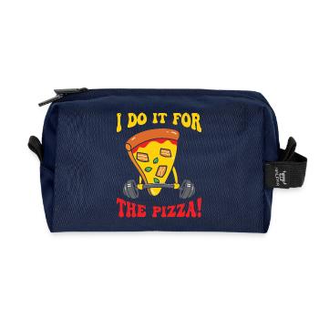 S’entraîner uniquement pour la pizza – design humoristique fitness - Trousse de toilette en tissu recyclé - marine - Devant