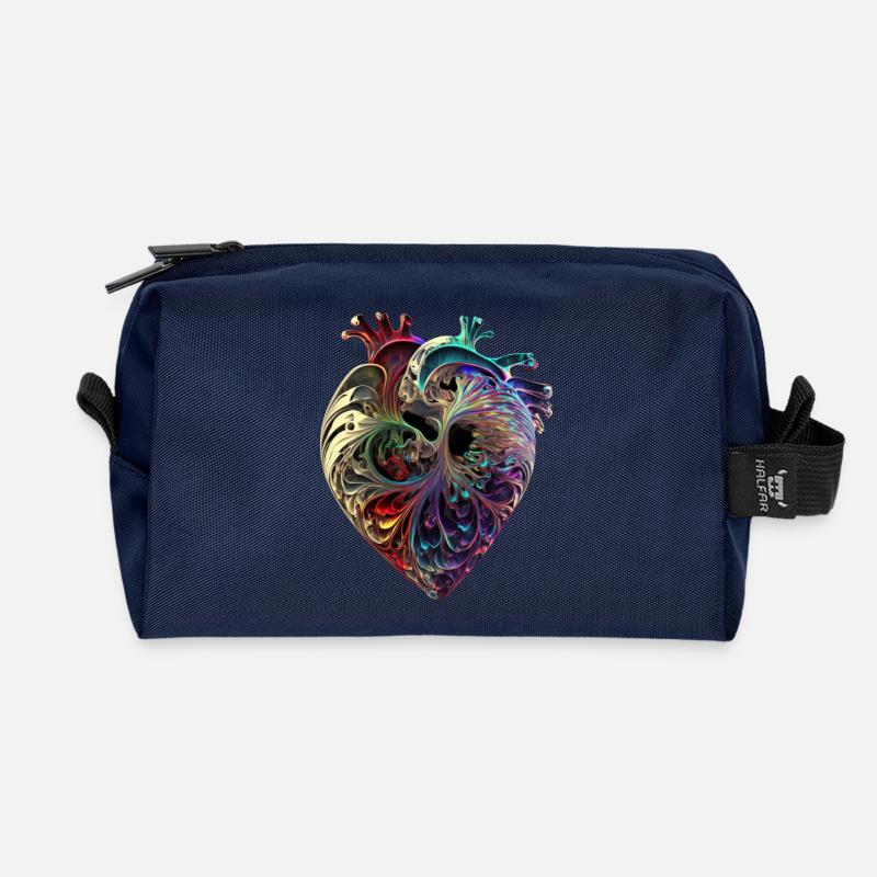 Herz - Recycelte Kulturtasche - Navy