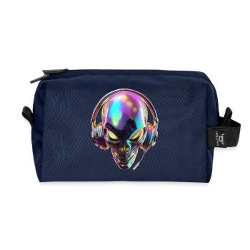 Chromatischer Alien-Kopf mit Kopfhörern - Recycelte Kulturtasche - Navy - Vorne