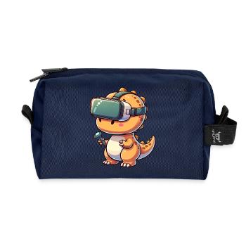 trex dino dinosaurier vr virtual reality gamer - Recycelte Kulturtasche - Navy - Vorne