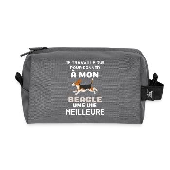 chien de race beagle - Trousse de toilette en tissu recyclé - anthracite - Devant