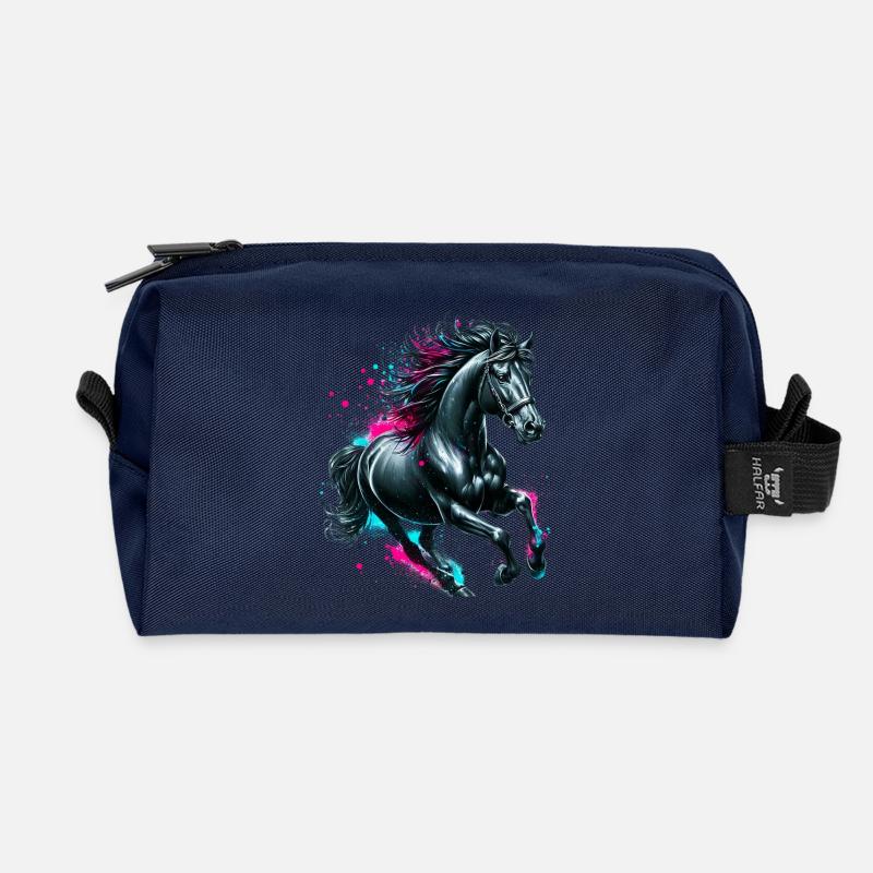 Pferd - Recycelte Kulturtasche - Navy