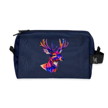 Cerf, le roi de la forêt - Trousse de toilette en tissu recyclé - marine - Devant
