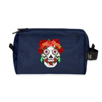 Crâne en sucre Dia De Los Muertos Halloween - Trousse de toilette en tissu recyclé - marine - Devant