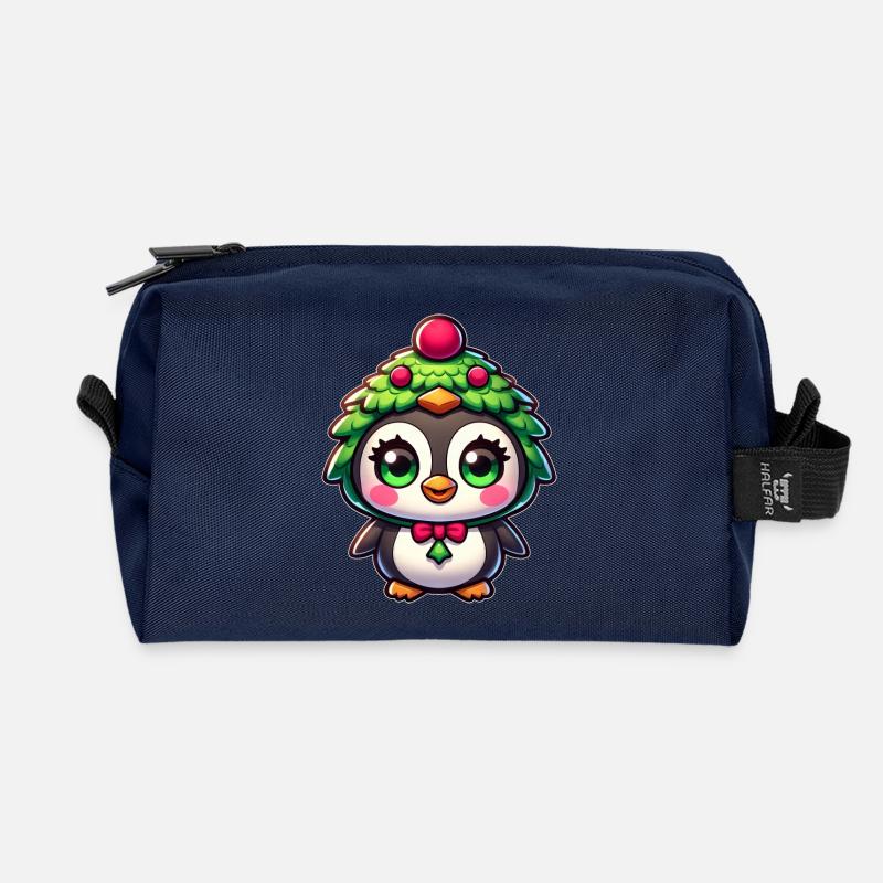 Weihnachtspinguin skurril lustig Cartoon - Recycelte Kulturtasche - Navy