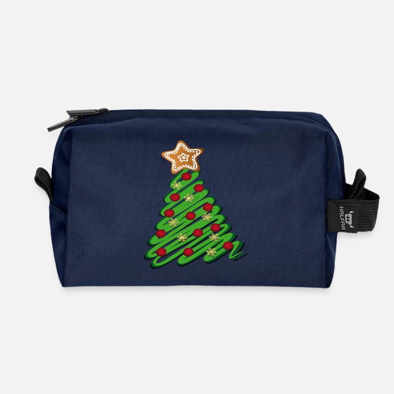 Christmas tree with gingerbread - Recycled Toiletry Zip Bag - navy