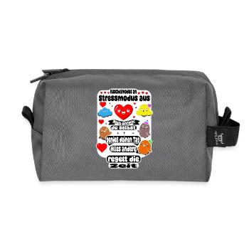 Cuddle mode on – stress mode off - Recycled Toiletry Zip Bag - anthracite - Front