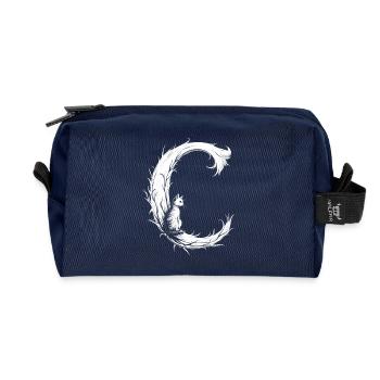 Letter C with cat - Recycled Toiletry Zip Bag - navy - Front
