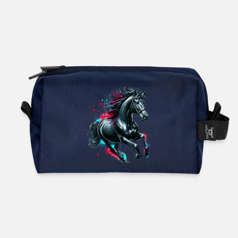 Pferd - Recycelte Kulturtasche - Navy