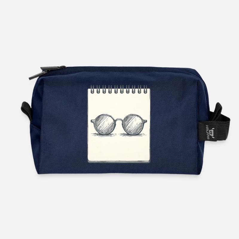 Zeichnung einer Brille - Recycelte Kulturtasche - Navy