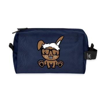 Bunny Nerd Geek Horn-rimmed Glasses Smart Freak Intelligent - Recycled Toiletry Zip Bag - navy - Front