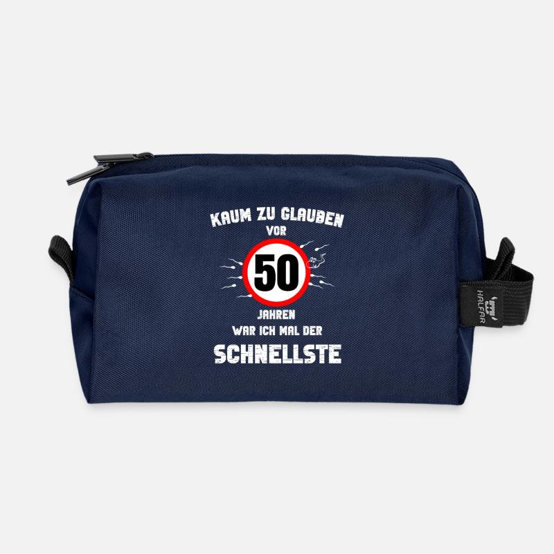 50 runder Geburtstag Geschenk Party Spruch Idee - Recycelte Kulturtasche - Navy