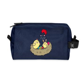Poussins de Pâques heureuses dans le nid - Trousse de toilette en tissu recyclé - marine - Devant
