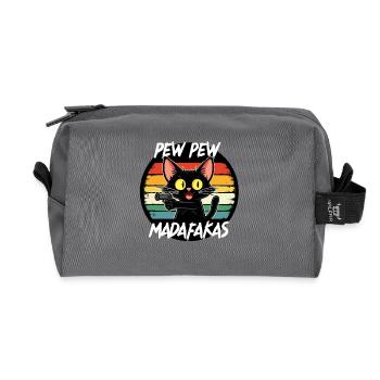 Pew Pew Katze Lustig Mieze Cat - Recycelte Kulturtasche - Anthrazit - Vorne
