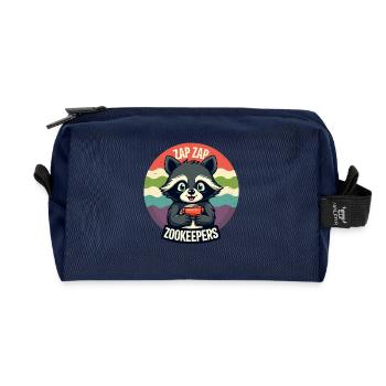 Zap Zap Gardiens de zoo raton laveur Drôle de chat - Trousse de toilette en tissu recyclé - marine - Devant