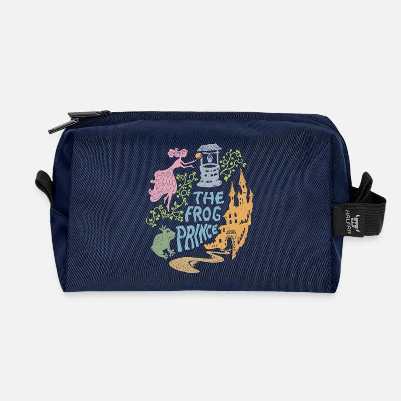 Märchenmotiv Der Froschkönig - Recycelte Kulturtasche - Navy