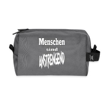 Spruch Arbeit Menschen anstrengend Lustig - Recycelte Kulturtasche - Anthrazit - Vorne