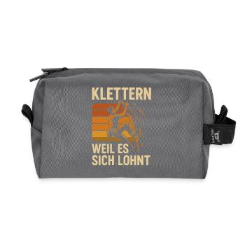 Klettern Bergsteiger Abenteuer Berg - Recycelte Kulturtasche - Anthrazit - Vorne