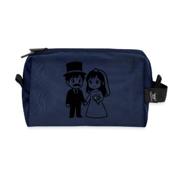 Bride and groom Couple Anime - Recycled Toiletry Zip Bag - navy - Front