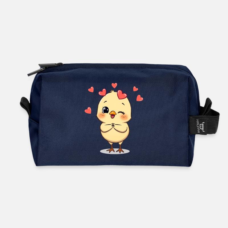 Kuscheliger Küken mit Herz-Accessoires - Recycelte Kulturtasche - Navy