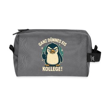 Good morning very thin saying penguin - Recycled Toiletry Zip Bag - anthracite - Front