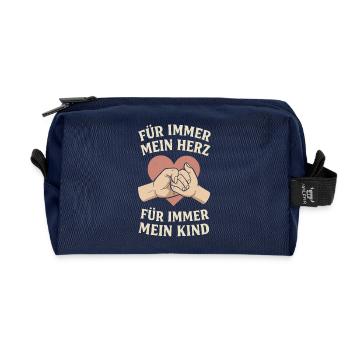 Elternliebe Liebe Mama Papa Familie Design Herz - Recycelte Kulturtasche - Navy - Vorne