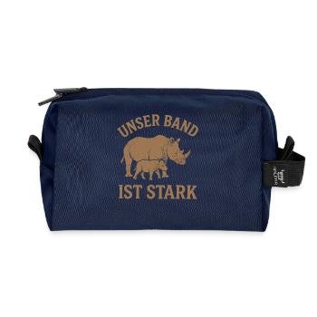 Nashorn Liebe Eltern Kinder Verbindungsshirt - Recycelte Kulturtasche - Navy - Vorne