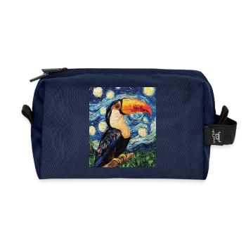Toucan Oiseau Style Van Gogh - Trousse de toilette en tissu recyclé - marine - Devant