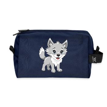 Cute smiling baby wolf - Recycled Toiletry Zip Bag - navy - Front
