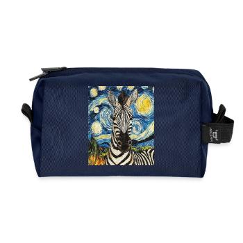 zèbre style van gogh nuit étoilée - Trousse de toilette en tissu recyclé - marine - Devant