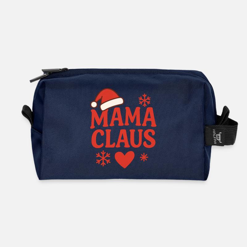 Mama Claus Weihnachtsdesign - Recycelte Kulturtasche - Navy