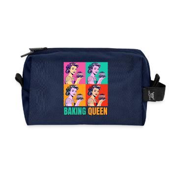 Baking Cake Baking Queen Baking Fairy Baker Pop Art - Recycled Toiletry Zip Bag - navy - Front
