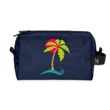 Palm trees summer at sunset - Recycled Toiletry Zip Bag - navy - Front