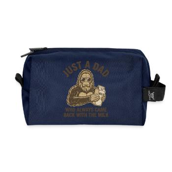 Cool Bigfoot Dad with Milk Carton Funny Father - Recycled Toiletry Zip Bag - navy - Front