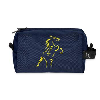 Horse Equestrian Rider - Recycled Toiletry Zip Bag - navy - Front