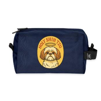 Holy Shih Tzu Halo Badge - Recycled Toiletry Zip Bag - navy - Front