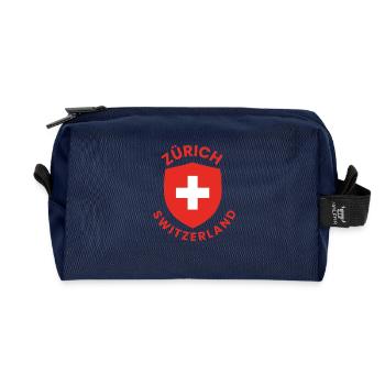 Zurich Shield with Swiss Cross - Recycled Toiletry Zip Bag - navy - Front