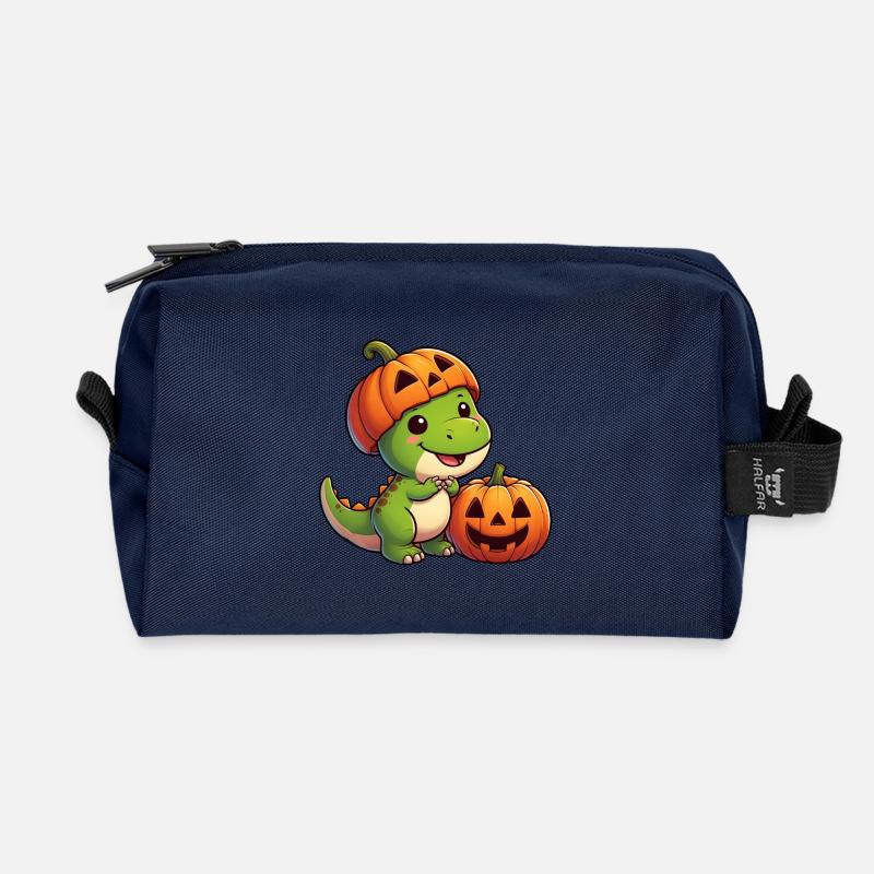 Halloween Dino T-Rex Dinosaurier Kürbis Hut - Recycelte Kulturtasche - Navy