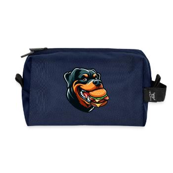 Lustiger Rottweiler Hamburger Cheeseburger Fast Fo - Recycelte Kulturtasche - Navy - Vorne