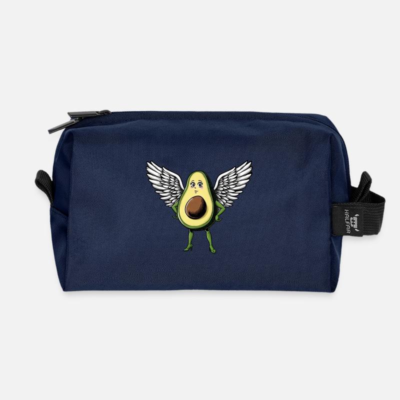 Elegante Avocado Engel Dame mit Flügeln - Recycelte Kulturtasche - Navy