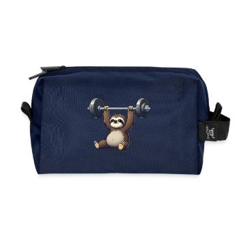 Faultier Hantel Workout Fitness Anstrengend Lustig - Recycelte Kulturtasche - Navy - Vorne