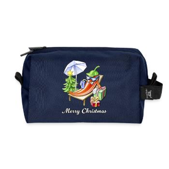 A Chili Merry Christmas under Sunshade and Tree - Recycled Toiletry Zip Bag - navy - Front