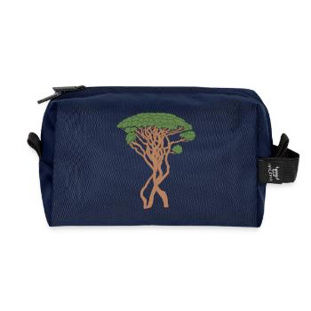 Tree, Capri Pine, Pine, Green, Brown, Conifer - Recycled Toiletry Zip Bag - navy - Front