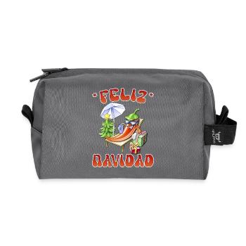 Funny Feliz Navidad Cute Christmas Chili - Recycled Toiletry Zip Bag - anthracite - Front