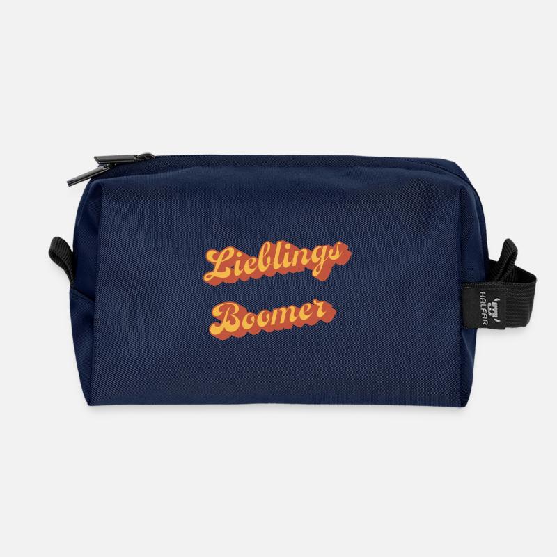 Darling Boomer Retro Script - Trousse de toilette en tissu recyclé - marine