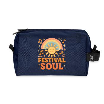 Soul Festival – Musical Sun and Rainbow - Recycled Toiletry Zip Bag - navy - Front